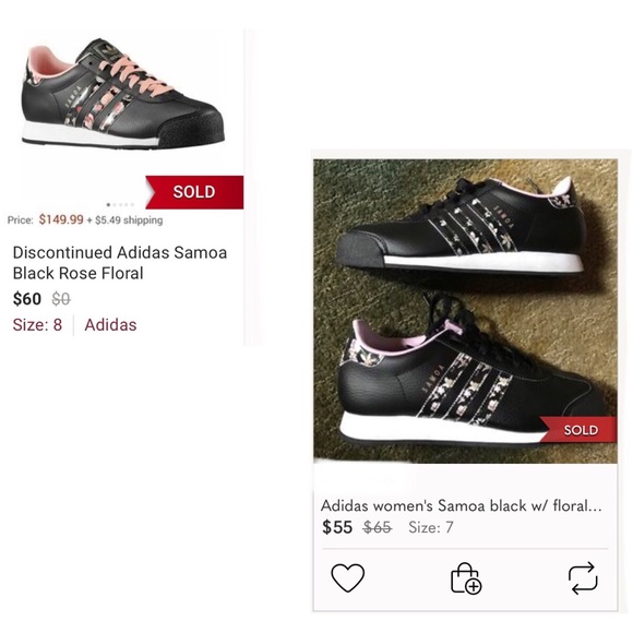 Adidas Original Samoa Black Orchard Print 3 Stripes Discontinued Sz 7 EUC - Picture 16 of 16